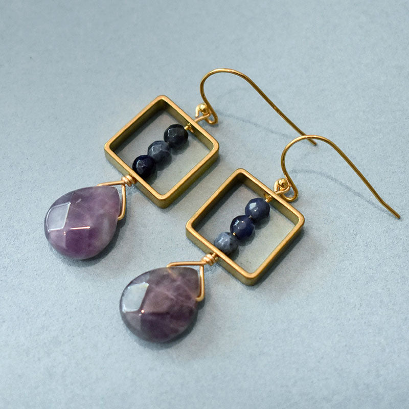 Amethyst & Sodalite Earrings