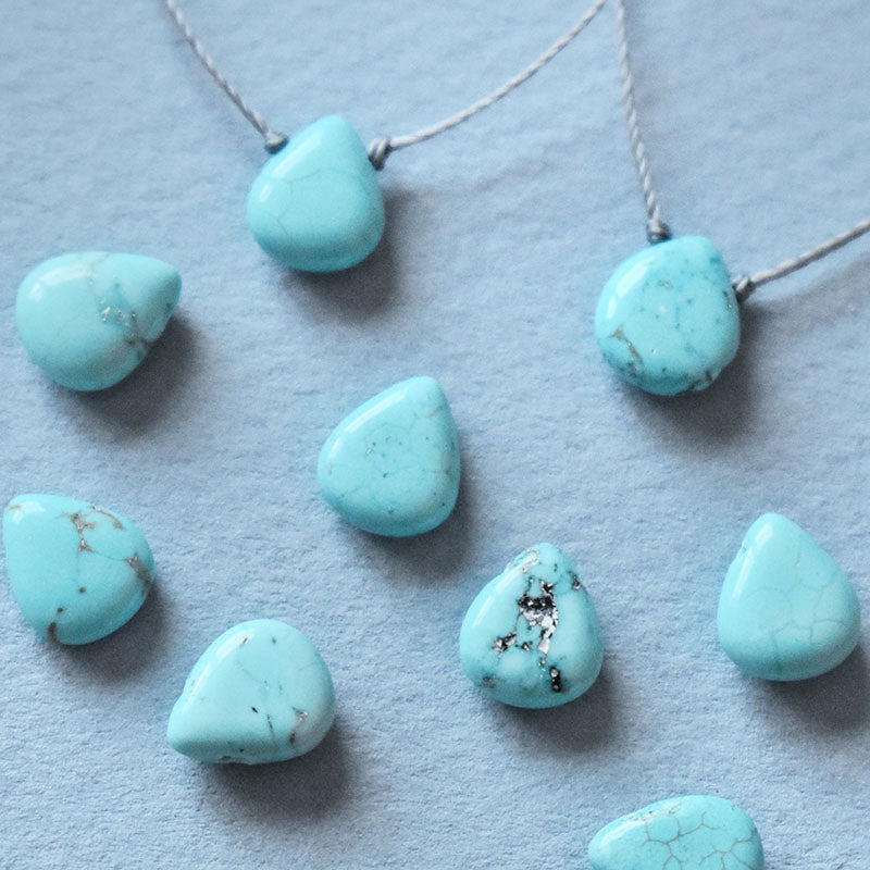 Turquoise & Gray Cord Necklace