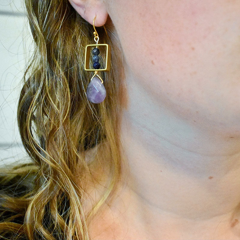 Amethyst & Sodalite Earrings