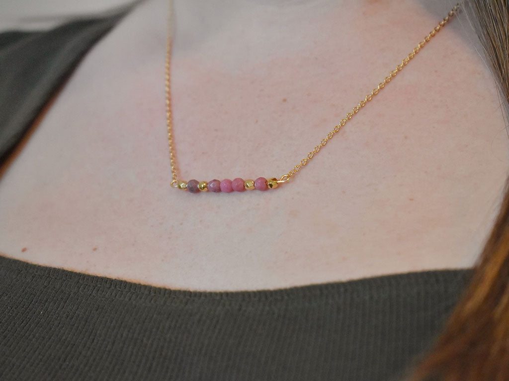 Rhodonite & Gold Necklace