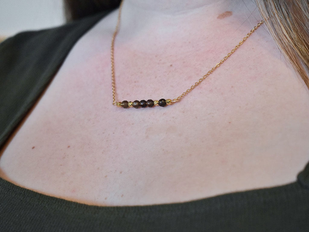 Smoky Quartz & Gold Necklace